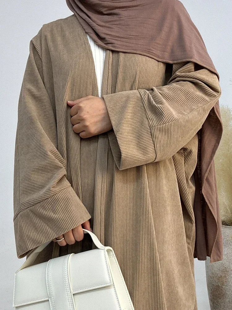 abaya robe longue en velours côtelé pour femmes musulmanes, caftan marocain éducatif, robes de soirée, optique eid, cadigan, dubaï, automne
