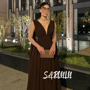 Dos nu café fluide robe de soirée Sexy décolleté plongeant Abaya robe de bal moderne une ligne offre spéciale Gala fête vêtements de cérémonie Dos nu café fluide robe de soirée Sexy décolleté plongeant Abaya robe de bal moderne une ligne offre spéciale Gala fête vêtements de cérémonie