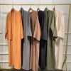 ensemble musulman de luxe pour femmes, abaya ouverte, kaftan, dubaï, turquie, robe islamique, robe africaine, kimono, vêtements marocains, caftan, mode, 2 pièces
