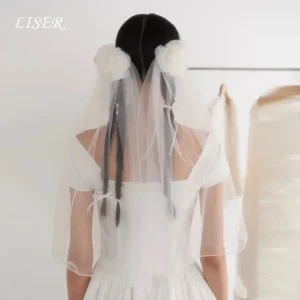 Voile Liser pour robes de mariée, séance Photo, Tulle en soie, personnalisé, deux pièces, voile doux