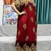 abayas robe en coton à imprimé floral pour femmes, robes musulmanes africaines, robes islamiques, écharpe en dentelle, 2024x80cm, été, nouveau, 160