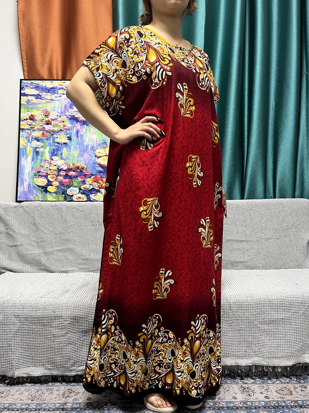 abayas robe en coton à imprimé floral pour femmes, robes musulmanes africaines, robes islamiques, écharpe en dentelle, 2024x80cm, été, nouveau, 160