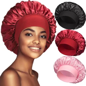 Femmes Satin solide à large bord chapeau de couchage nuit Bonnet de nuit soins des cheveux Bonnet Bonnet de nuit pour femmes hommes unisexe casquette bonnet de nuit