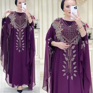 Abaya musulman robes pour femmes col rond perles caftan Robe de prière islamique afrique Robe en mousseline de soie Robe de soirée de vacances en vrac Abaya musulman robes pour femmes col rond perles caftan Robe de prière islamique afrique Robe en mousseline de soie Robe de soirée de vacances en vrac