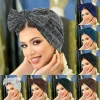 mode strass femmes hijab nœud papillon musulman dames turban bonnet doux élastique tête enveloppement foulard chapeaux indiens