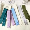 4.5x100cm longue maigre cheveux écharpe femmes imitation soie satin bandeau mignon foulard couleurs unies dames mode sac foulards