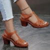 sandales à talons hauts pour femmes 2025summer nouvelles sandales à talons compensés sandales en cuir rétro dames sandales à plate forme décontractée sandalias mujer