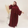 abaya robe longue musulmane unie pour femmes, manches ballon eid, robe islamique avec écharpe, robes africaines, dubaï, caftan de modestie turque