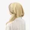 femmes écharpe instantanée hijab rayures dorées élastique chapeau casquette musulman hijab solide bandeau moyen orient islamique turban bandana