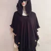 cape poncho à capuche en crochet, châle boho chic à franges pour femmes, vêtements d'extérieur polyvalents printemps automne