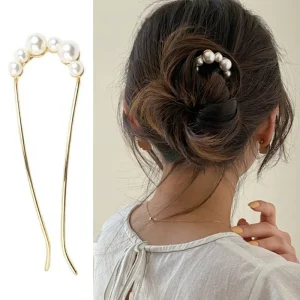 Épingles à cheveux ondulées en alliage de perles en forme de U, 1 pièce, Barrettes simples en métal, outils de coiffure de mariée, accessoires de mariage