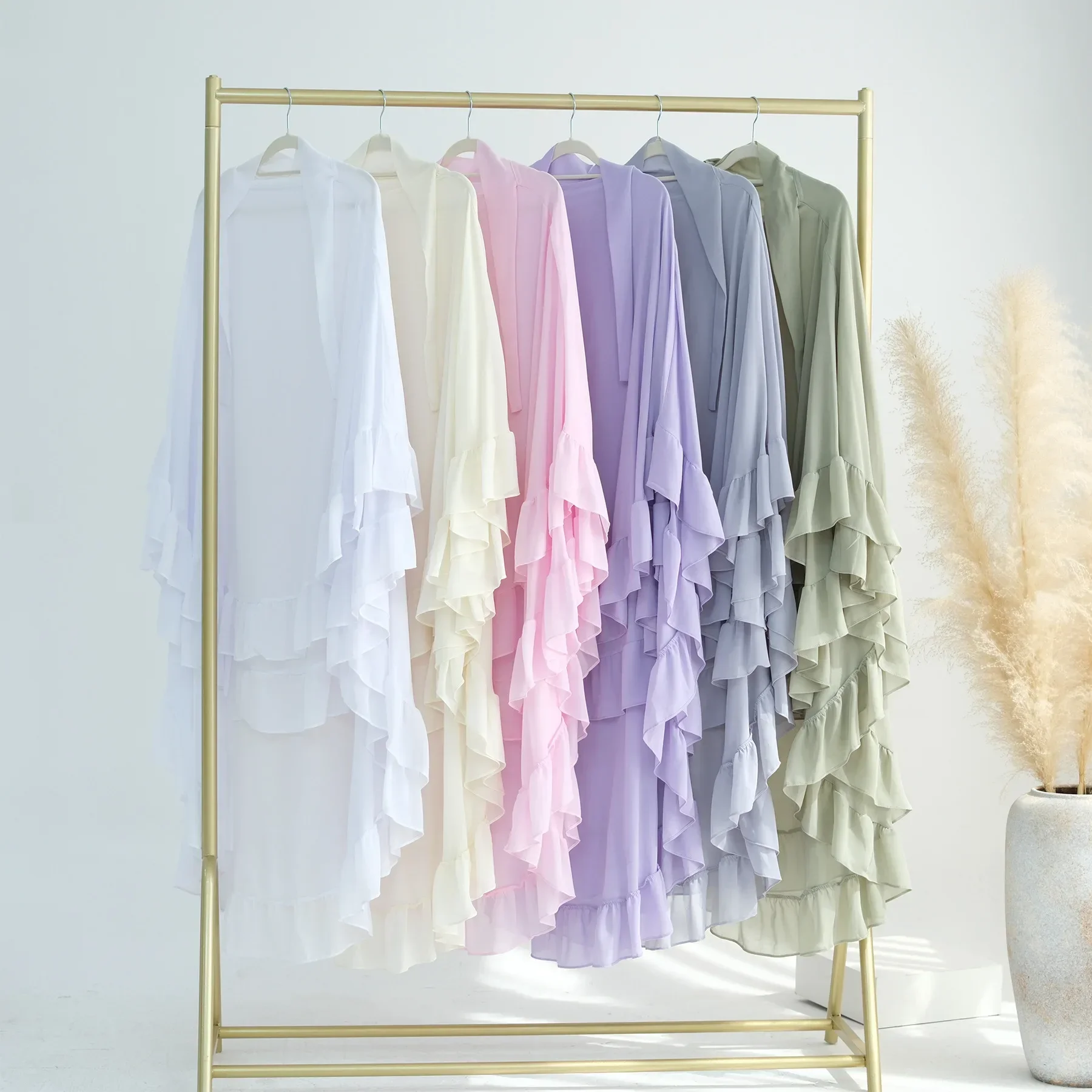 volants extra long 2 couches en mousseline de soie khimar, écharpe hijab pour femmes musulmanes douces, vêtements islamiques dubai turk, foulard, ramadan eid