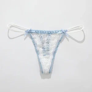 Culotte taille basse en dentelle avec nœud, tenue quotidienne, vêtements de maison, couleur unie, toutes saisons, respirante, décontractée, élasticité moyenne