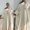 abaya d'hiver en velours côtelé, robe musulmane chaude fermée pour femmes, dubaï, luxe, turquie, kaftan, hijab, ramadan eid, vêtements islamiques