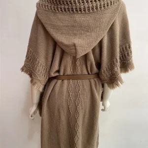 Cape Poncho à capuche en Crochet, châle Boho Chic à franges pour femmes, vêtements d&rsquo;extérieur polyvalents printemps-automne