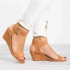 sandales pour femmes été nouveau style romain talons compensés chaussures femme bout ouvert sandales à talons hauts sandalias mujer grande taille 43