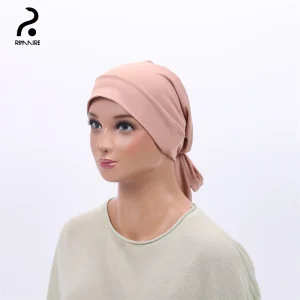Chapeau Turban à ruban élastique, chapeau de Pirate décontracté de couleur Pure, chapeau Turban à bascule pour femmes musulmanes, chapeau décoratif de Post-chhemothérapie