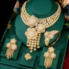godki italie 18k plaqué or rose flowewr ensembles de bijoux collier ensemble d'accessoires pour femmes grand pendentif ensemble de bijoux en zircon complet