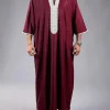Été 2025 caftan musulman hommes à manches courtes brodé ample robe décontractée respirant islamique abaya pour hommes
