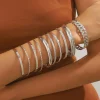 ensemble de bijoux rétro élégant pour femmes, 10 pièces, bracelets superposés en argent, usage quotidien, cadeau de fête de mariage