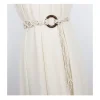 ceinture ethnique pour femmes, corde cirée de style bohème, nœud tressé, perles en bois faites à la main, corde de taille exquise