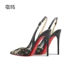 sandales à talons hauts en dentelle noire pour l'été 2025, nouveau talon pointu et fin, bouche peu profonde, chaussure unique professionnelle confortable