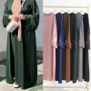 Abaya en Satin pour Femme Musulmane, Robe Éducative, Kaftan Noir Islamique, Vêtement Modeste pour Ramadan, Dubaï