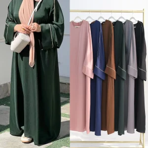 Abaya en Satin pour Femme Musulmane, Robe Éducative, Kaftan Noir Islamique, Vêtement Modeste pour Ramadan, Dubaï Abaya en Satin pour Femme Musulmane, Robe Éducative, Kaftan Noir Islamique, Vêtement Modeste pour Ramadan, Dubaï