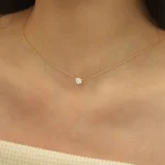 Collier rond en acier inoxydable plaqué or pour femmes, breloque minimaliste en Zircon, chaîne Anti-ternissement, pierre Cz transparente, bijoux pour femmes