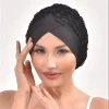 mode femmes à volants dentelle turban casquette élastique islamique femme couleur unie bandeau musulman foulard dame beanie casquettes