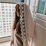 Triangle Floral femmes voiles catholiques pour masse église couvrant la tête Vintage chapelle brodée dentelle soie mousseline de soie