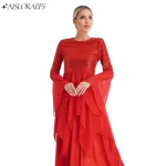 Robe de spectacle de danse lyrique liturgique à paillettes brillantes pour femmes, tunique de culte patchwork, robe à manches évasées, vêtements de danse modernes