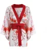 kimono imprimé japonais en mousseline de soie, uniforme sexy, cosplay mariée, robe de mariée, vêtements de nuit, chemise de nuit pour femme, peignoir, robe à ceinture, pyjamas
