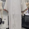 femmes plissées ramadan abaya élégant dentelle broderie florale col en v robes de prière islamique robes arabes robe