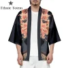 kimono chat japonais pour hommes et femmes, cardigan à motif de samouraï, vêtements traditionnels harajuku, vêtements de plage d'été haori