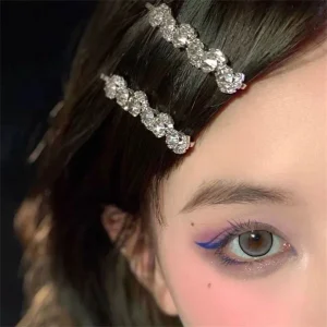 Barrettes en strass brillants, pinces à cheveux de luxe à la mode pour femmes, épingles à cheveux couleur argent pour filles, accessoires bijoux pour cheveux