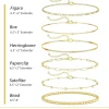 ensemble de bijoux plaqués or 14 carats pour femme, bracelets imperméables, maillon cubain empilable, trombone