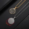 collier allah pour hommes, pendentif rond en acier inoxydable, couleur or, bijoux islamiques, amulette, cadeaux musulmans