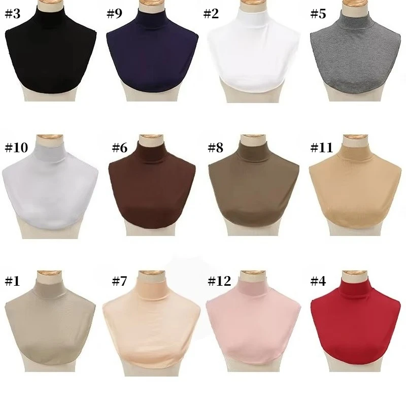 Faux col roulé pour femmes, Extensions Hijab islamique du Ramadan, couleur unie, couverture de faux cou, demi-haut détachable, chauffe-cou Faux col roulé pour femmes, Extensions Hijab islamique du Ramadan, couleur unie, couverture de faux cou, demi-haut détachable, chauffe-cou