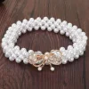 ceinture élastique perlée blanche pour femmes, ceintures en cristal biscuits, ceinture sexy pour robe de demoiselle d'honneur, taille de fille, patients de mariage, jol
