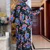 abaya à capuche pour femmes musulmanes, vêtement de prière africain, kaftan, avec hijab, imprimé floral, dubaï, saoudien, ramadan, 2023