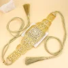 ceinture de mariée marocaine en cristal pour femmes, robe ethnique arabe, corde, chaîne de taille creuse, bijoux de fête quotidiens