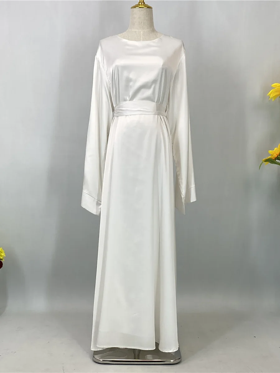abaya robe maxi luxueuse en satin pour femme musulmane, caftan marocain, vêtement islamique modeste, ramadan, dubaï