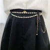 Ceintures à pampilles en perles d&rsquo;imitation superposées, chaînes sur pantalons, robe à la mode, chaînes de taille pour femmes, accessoires cadeaux pour femmes