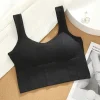 soutien gorge de sport avec fonction anti transpiration pour vêtements de fitness. soutien gorge de yoga sans couture pour femme. haut anti choc à épaules dénudées.