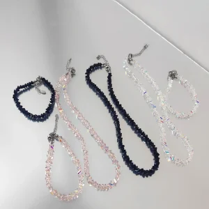 Bracelet de perles irrégulières en cristal Transparent brillant pour femmes, chaîne en verre rose multicolore coréenne sur la main, bijoux cadeaux pour filles
