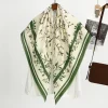 foulard carré en satin de soie 110x110cm, châle imprimé floral musulman, hijab imprimé à la mode pour femmes, mouchoir en voile de coton doux