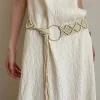 ceinture élégante de style ethnique, corde de taille creuse, style bohème, anneau rond, rétro, pompon, chaîne de taille, plage