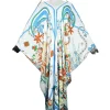 InjKaftan-Robe longue à imprimé géométrique, col en v, style boho, tenue de plage, pour fête, club, été