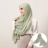Intégré magnétique 70*180 cm solide musulman en mousseline de soie Hijab châles femmes écharpe tête enveloppement Hijabs foulards dames Foulard islamique Ramadan